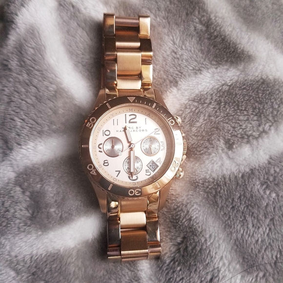 Marc Jacobs Unisex Rose Tone "Rock Chronograph - Picture 1 of 8
